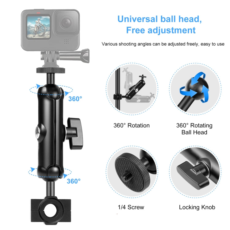 PULUZ Motorcycle Holder Rearview Mirror Fixed Mount for GoPro and Other Action Cameras (Black) - Bicycle Handlebar Mount by PULUZ | Online Shopping South Africa | PMC TechLife | Buy Now Pay Later Mobicred