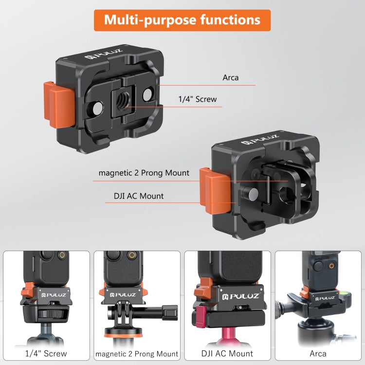 For DJI Osmo Pocket 3 PULUZ Quick Release Mount Adapter (Black) - free shipping - PMC TechLife - Order now!
