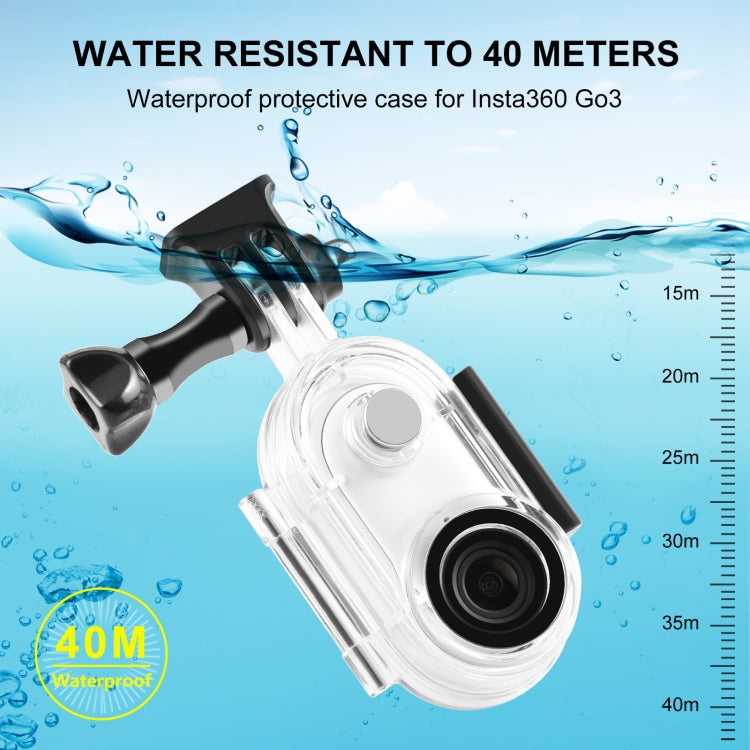 For Insta360 GO 3 / GO 3S PULUZ 40m Underwater Waterproof Housing Case with Base Adapter & Screw (Transparent) - Case & Bags by PULUZ | Online Shopping South Africa | PMC Jewellery | Buy Now Pay Later Mobicred