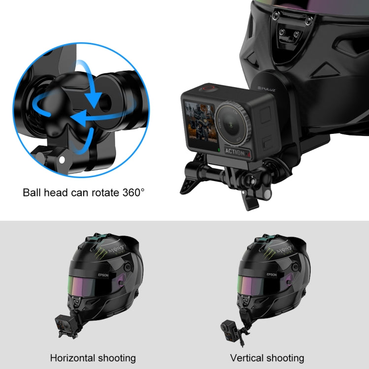 PULUZ Motorcycle Helmet Chin Clamp Mount for GoPro and Other Action Cameras (Black) - Helmet Mount by PULUZ | Online Shopping South Africa | PMC TechLife | Buy Now Pay Later Mobicred