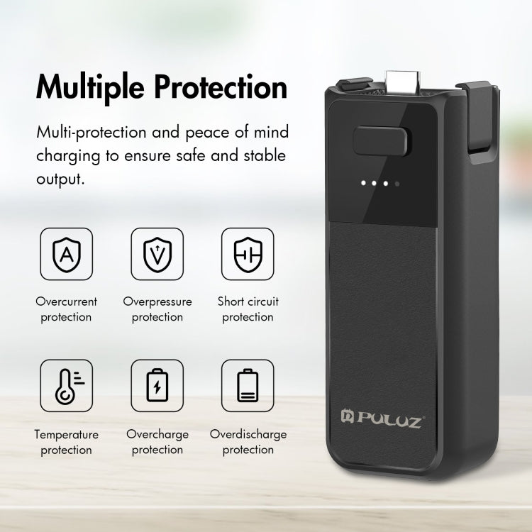 For DJI Osmo Pocket 3 PULUZ High-Capacity 2800mAh Battery Grip (Black) - free shipping - PMC TechLife - Order now!