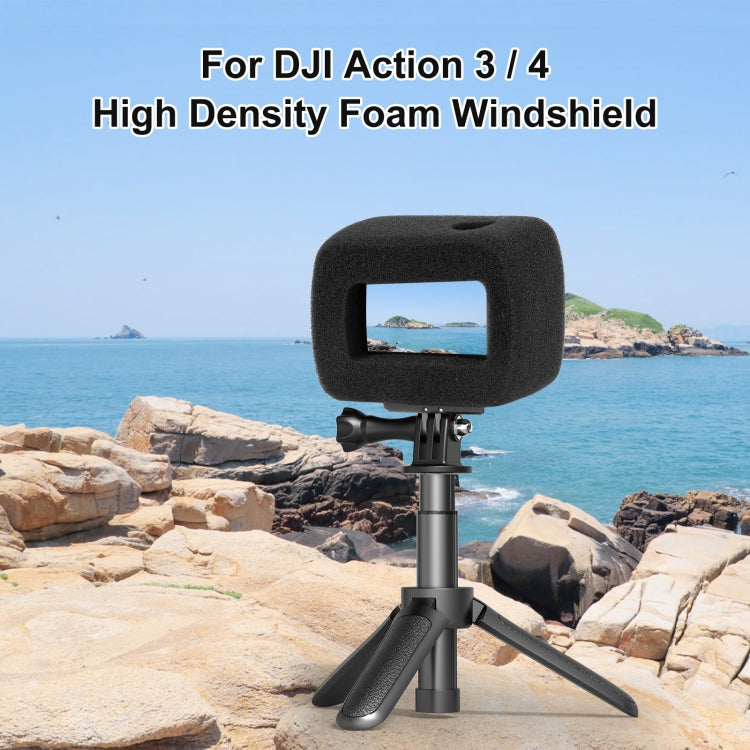 For DJI Osmo Action 4 / 3 PULUZ High Density Foam Windshield (Black) - Silicone Cases by PULUZ | Online Shopping South Africa | PMC Jewellery | Buy Now Pay Later Mobicred