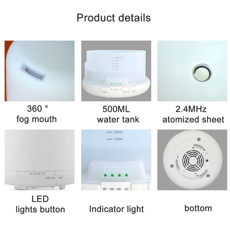 Ultrasonic Aroma Diffuser with Colorful LED Lights (US Plug)(White) - Air Purifiers & Accessories by PMC TechLife | Online Shopping South Africa | PMC TechLife | Buy Now Pay Later Mobicred