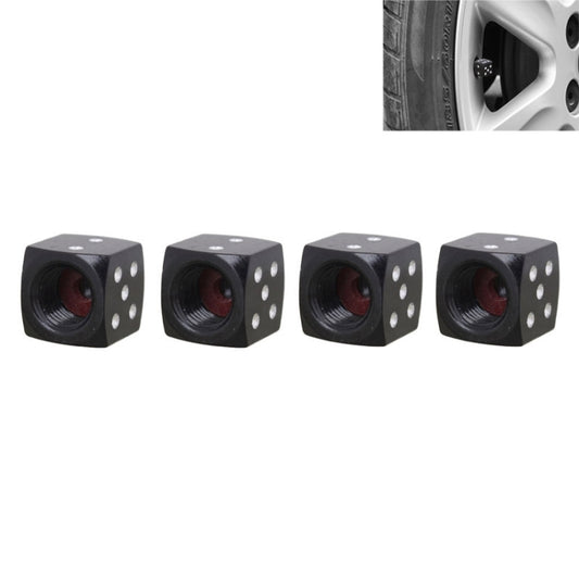 Universal 8mm Dice Style Aluminium Alloy Car Tire Valve Caps, Pack of 4(Black) - Tire Valve Caps by PMC Jewellery | Online Shopping South Africa | PMC Jewellery