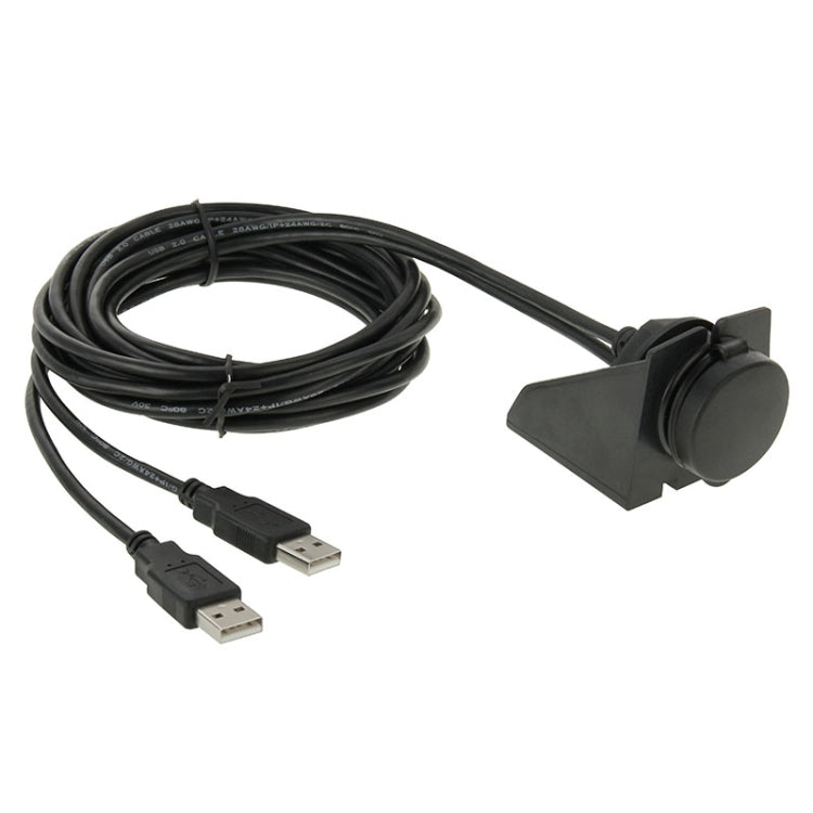 2 USB 2.0 Male to Female Extension Cable with Car Flush Mount, Length: 2m - DIY Cables by PMC TechLife | Online Shopping South Africa | PMC TechLife