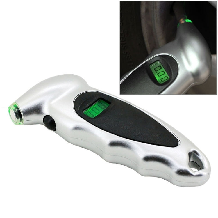 1/4 inch LCD Display Screen Digital Tire Gauge with LED Light, Pressure Range: 0-100PSI(Silver) - Tire Pressure Gauges by PMC TechLife | Online Shopping South Africa | PMC TechLife | Buy Now Pay Later Mobicred