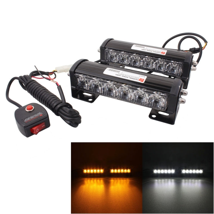 2 PCS  6 inch 6 LED 2 x 18W Car Flash Warning Light Yellow Change White Waterproof Emergency Light, DC 12V - free shipping - PMC TechLife - Order now!