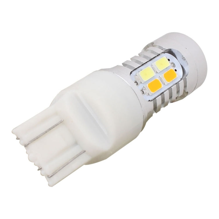 2PCS T20 10W 700LM Yellow + White Light Dual Wires 20-LED SMD 5630 Car Brake Light Lamp Bulb, Constant Current, DC 12-24V - Brake Lights by PMC Jewellery | Online Shopping South Africa | PMC Jewellery | Buy Now Pay Later Mobicred