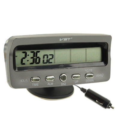 3.6 inch LCD Car Digital Thermometer with Time / Date / Week / Alarm / Car Storage Battery Voltage Display(Black) - free shipping - PMC TechLife - Order now!