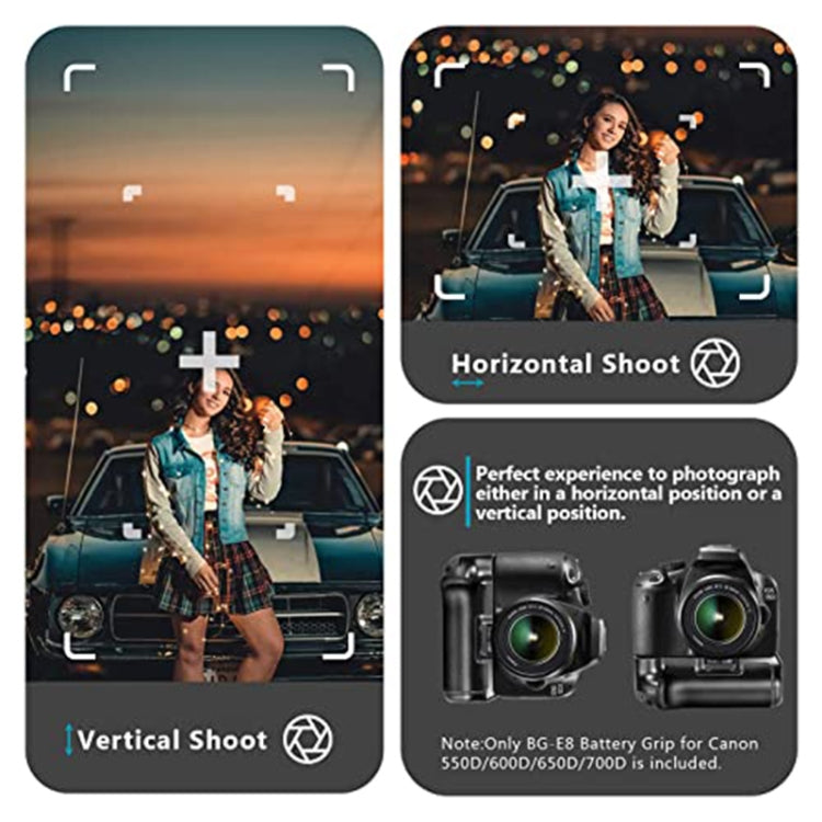 Battery Grip for Canon EOS 550D with Two Battery Holder - free shipping - PMC TechLife - Order now!