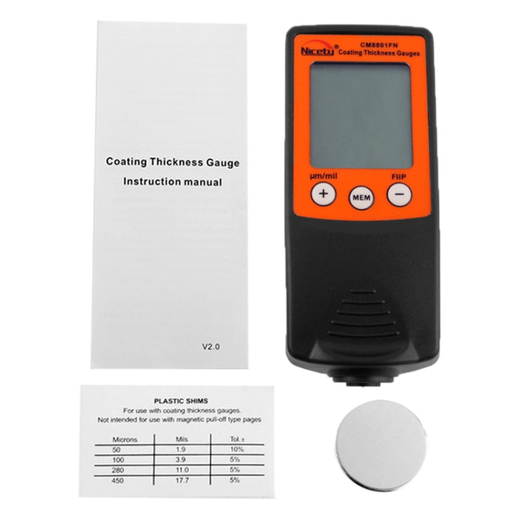 NICETY Coating Thickness Gauge for Measurement of Non-magnetic Coatings on Ferromagnetic Substrates and Electrically Non-conductive Coating on Non-ferrous Metals (CM8801FN) - Coating Thickness Gauge by PMC Jewellery | Online Shopping South Africa | PMC Jewellery | Buy Now Pay Later Mobicred