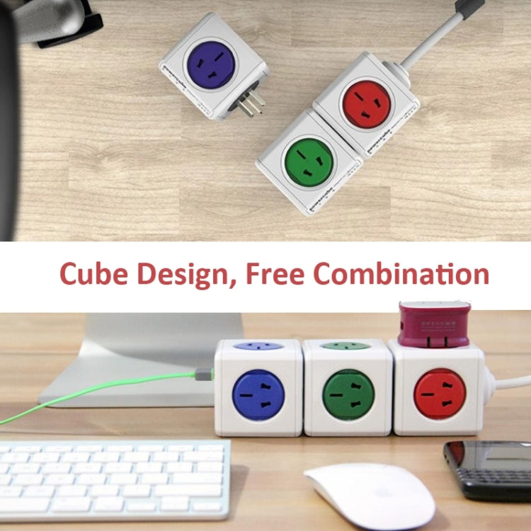 PowerCube 10A Universal Wall Adapter Power Socket with 4 US / AU Sockets and 2 USB Ports and Extended Line for Home Office, Cable Length: 1.5m, AU Plug, Random Color Delivery - Extension Socket by PMC TechLife | Online Shopping South Africa | PMC TechLife | Buy Now Pay Later Mobicred