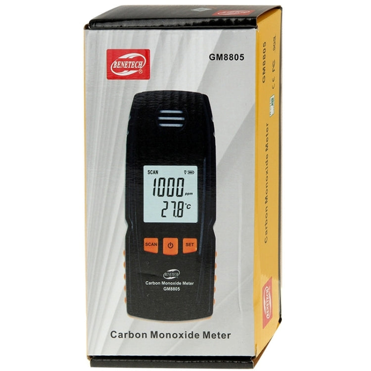 BENETECH GM8805 LCD Display Handheld Carbon Monoxide CO Monitor Detector Meter Tester, Measure Range: 0-1000ppm(Black) - Gas Monitor by BENETECH | Online Shopping South Africa | PMC Jewellery | Buy Now Pay Later Mobicred