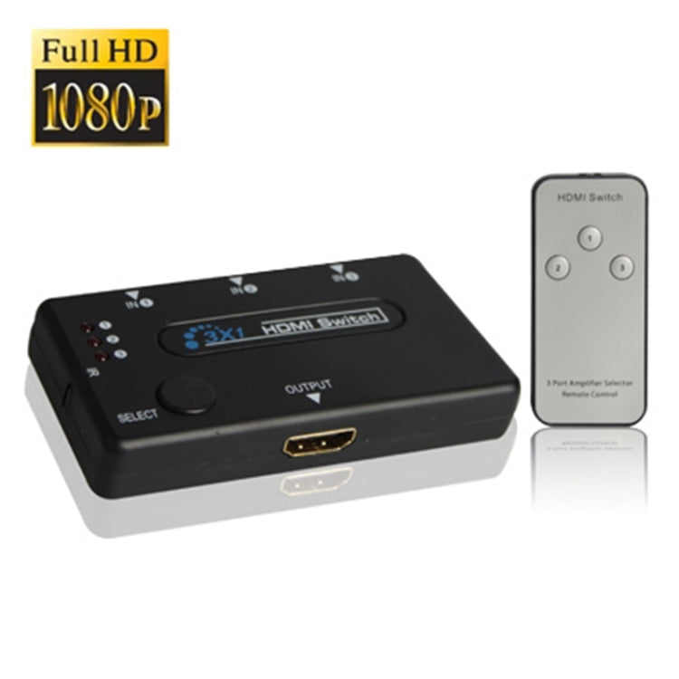3 Port Amplifier 1080P HDMI Switch, 1.3 Version, with Remote Controller(Black) - Switch by PMC TechLife | Online Shopping South Africa | PMC TechLife | Buy Now Pay Later Mobicred