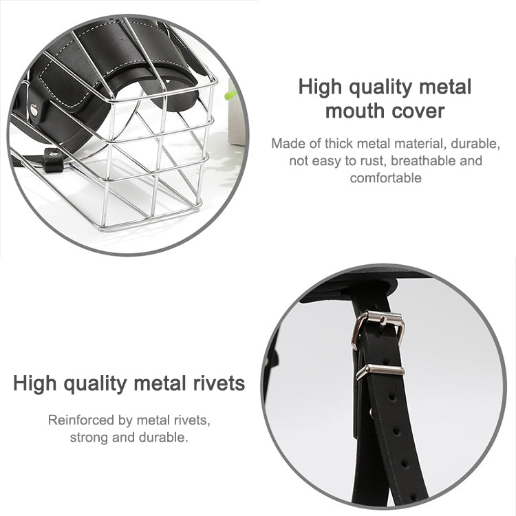Steel Cage Style Dog Basket Wire Muzzle Protective Snout Cover with Leather Strap, Size: L - Mouth Cover by PMC Jewellery | Online Shopping South Africa | PMC Jewellery