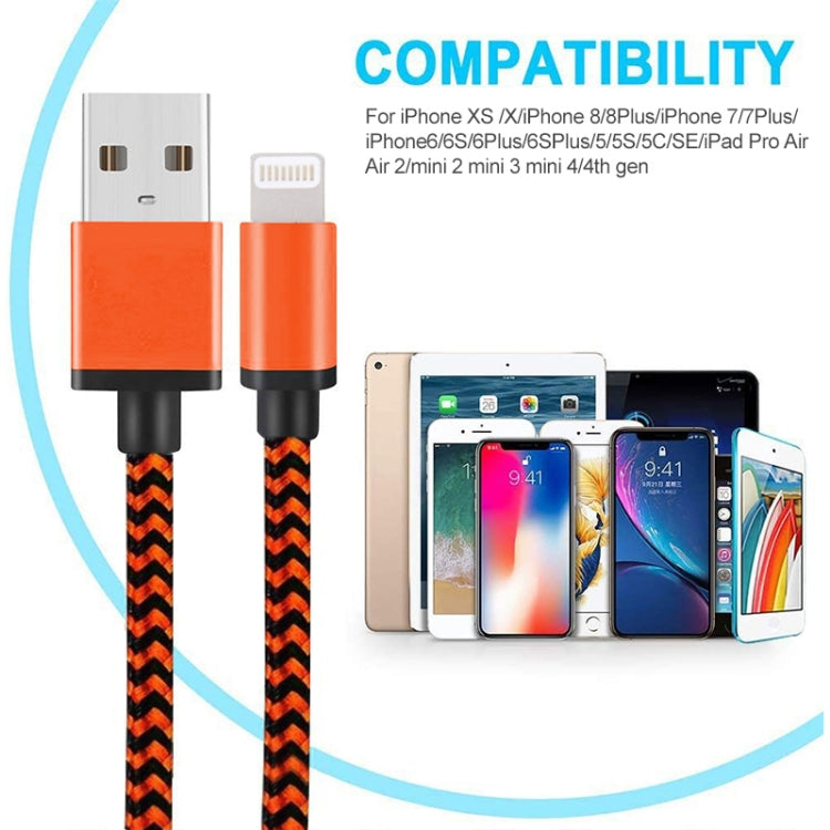 2A Woven Style USB to 8 Pin Sync Data / Charging Cable, Cable Length: 1m(Orange) - Normal Style Cable by PMC Jewellery | Online Shopping South Africa | PMC Jewellery | Buy Now Pay Later Mobicred