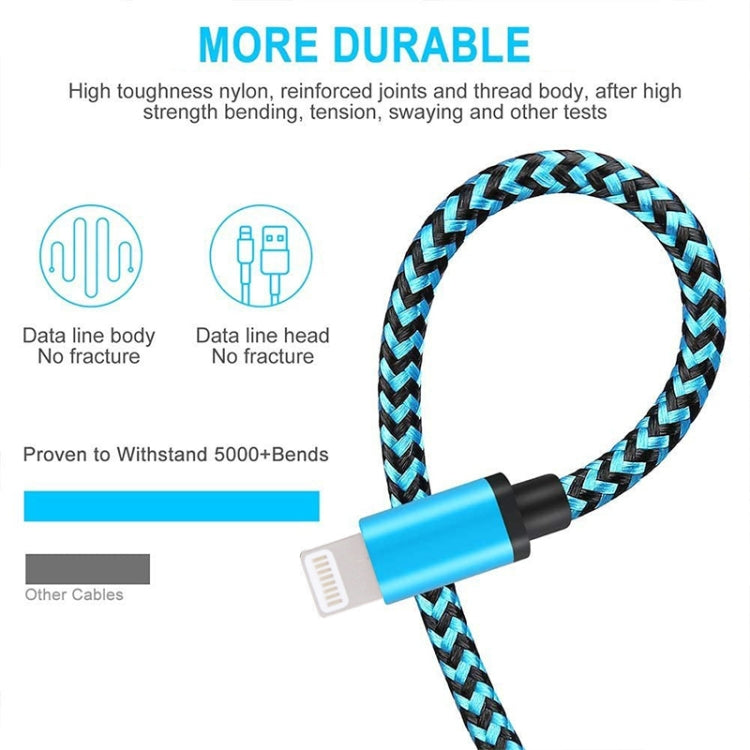 2m Woven Style 8 Pin to USB Sync Data / Charging Cable(Blue) - free shipping - PMC Jewellery - Order now!