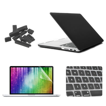 ENKAY for MacBook Pro Retina 13.3 inch (US Version) / A1425 / A1502 4 in 1 Frosted Hard Shell Plastic Protective Case with Screen Protector & Keyboard Guard & Anti-dust Plugs(Black) - MacBook Pro Cases by ENKAY | Online Shopping South Africa | PMC Jewellery