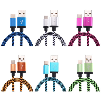 1m Woven Style USB-C / Type-C 3.1 to USB 2.0 Data Sync Charge Cable(Magenta) - USB-C & Type-C Cable by PMC Jewellery | Online Shopping South Africa | PMC Jewellery | Buy Now Pay Later Mobicred