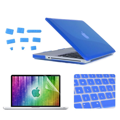 ENKAY for MacBook Pro 15.4 inch (US Version) / A1286 4 in 1 Crystal Hard Shell Plastic Protective Case with Screen Protector & Keyboard Guard & Anti-dust Plugs(Dark Blue) - MacBook Pro Cases by ENKAY | Online Shopping South Africa | PMC Jewellery | Buy Now Pay Later Mobicred