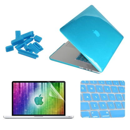 ENKAY for MacBook Pro Retina 15.4 inch (US Version) / A1398 4 in 1 Crystal Hard Shell Plastic Protective Case with Screen Protector & Keyboard Guard & Anti-dust Plugs(Blue) - MacBook Pro Cases by ENKAY | Online Shopping South Africa | PMC Jewellery | Buy Now Pay Later Mobicred