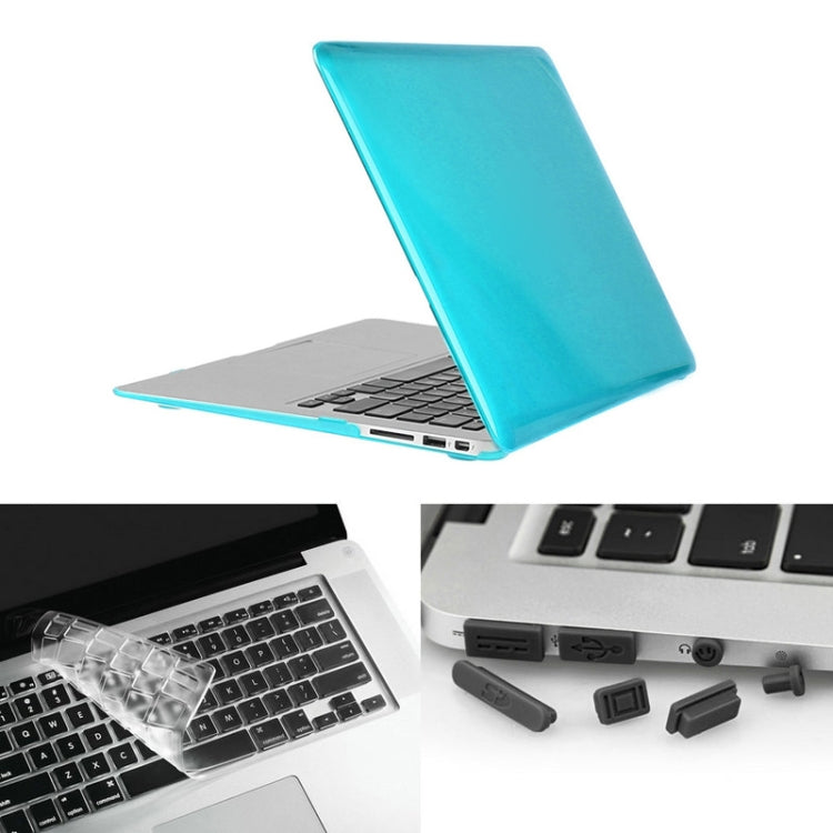 ENKAY for Macbook Air 13.3 inch (US Version) / A1369 / A1466 Hat-Prince 3 in 1 Crystal Hard Shell Plastic Protective Case with Keyboard Guard & Port Dust Plug(Blue) - MacBook Air Cases by ENKAY | Online Shopping South Africa | PMC Jewellery | Buy Now Pay Later Mobicred