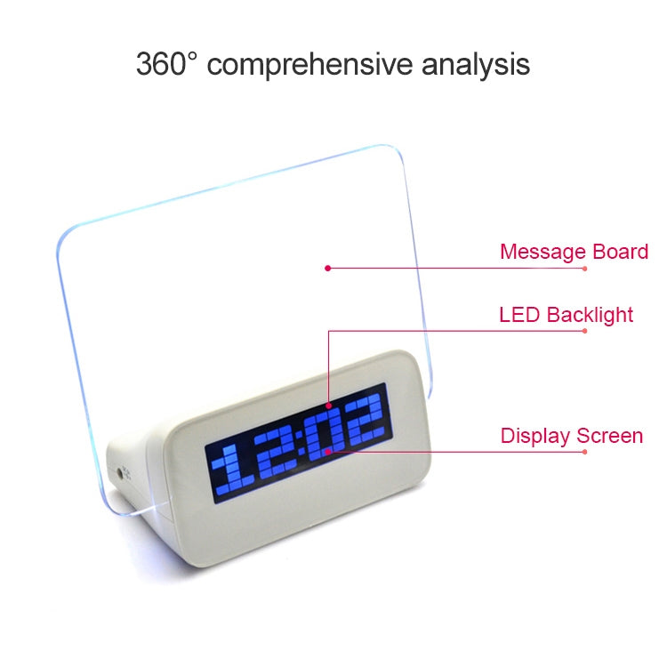 Multifunction LCD Digital Alarm Clock Thermometer + 4-Port USB HUB + Message Board with Blue or Green LCD backlight(White) - Message Boards by PMC TechLife | Online Shopping South Africa | PMC TechLife | Buy Now Pay Later Mobicred