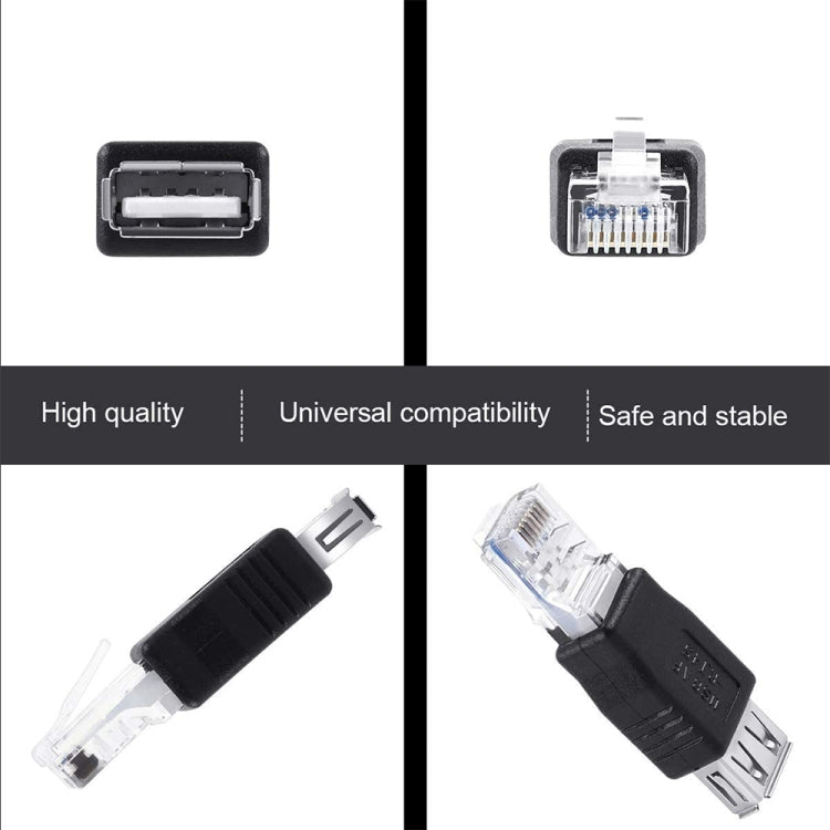 RJ45 Male to USB AF Adapter(Black) - USB Adapter by PMC Jewellery | Online Shopping South Africa | PMC Jewellery