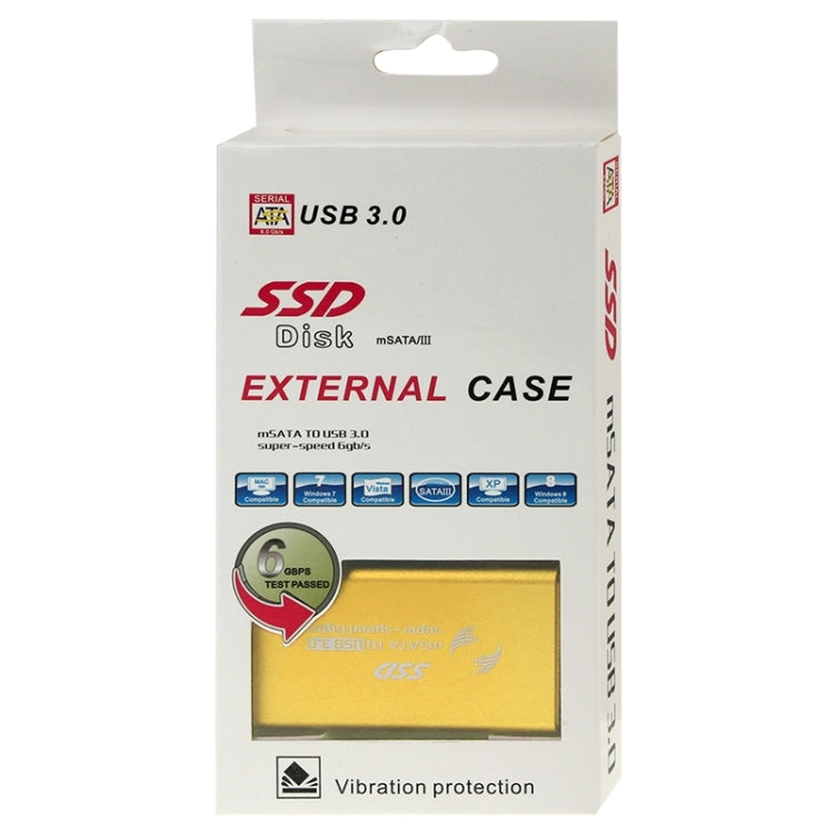 6gb/s mSATA Solid State Disk SSD to USB 3.0 Hard Disk Case(Gold) - HDD Enclosure by PMC Jewellery | Online Shopping South Africa | PMC Jewellery | Buy Now Pay Later Mobicred