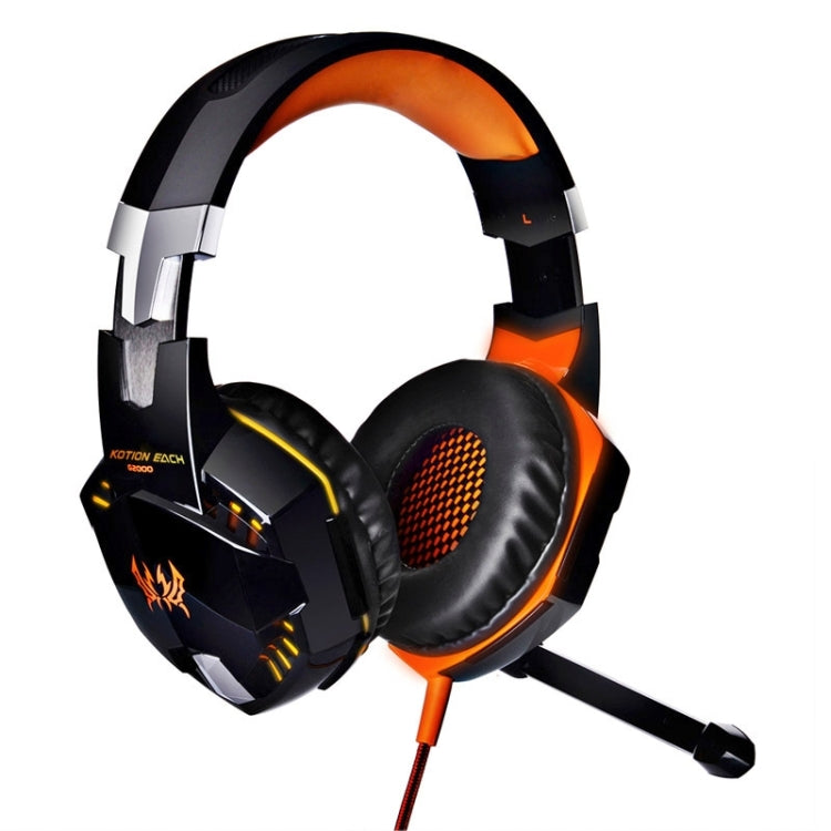 EACH G2000 Over-ear Stereo Bass Gaming Headset with Mic & LED Light for Computer, Cable Length: 2.2m(Orange) - Multimedia Headset by KOTION EACH | Online Shopping South Africa | PMC Jewellery | Buy Now Pay Later Mobicred