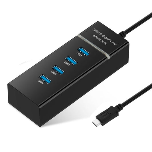 30cm USB-C / Type-C 3.1 Male to 4-Port USB 3.0 Adapter Hub, For Galaxy S8 & S8 + / LG G6 / Huawei P10 & P10 Plus / Xiaomi Mi 6 & Max 2 and other Smartphones(Black) - USB HUB by PMC Jewellery | Online Shopping South Africa | PMC Jewellery | Buy Now Pay Later Mobicred