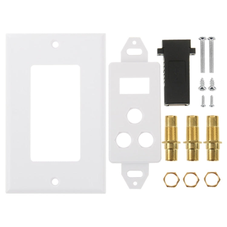 USB 2.0 Female Plug + 3 RCA Female Plugs Wall Plate Panel -  by PMC TechLife | Online Shopping South Africa | PMC TechLife | Buy Now Pay Later Mobicred