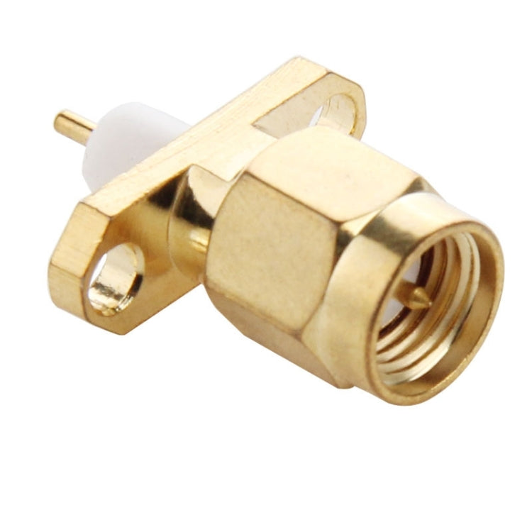 10 PCS Gold Plated SMA Male 2 Holes Panel Mount Short Dielectric Solder Connector Adapter - Connectors by PMC Jewellery | Online Shopping South Africa | PMC Jewellery | Buy Now Pay Later Mobicred