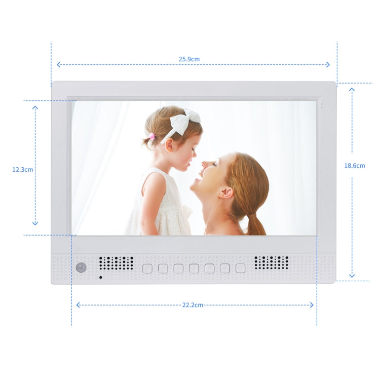 10.1 inch LED Display Multi-media Music & Movie Player Digital Photo Frame with Remote Control, Allwinner E200s Program, Support USB-Disk / SD Card, Body Sensor, Built in Stereo Speaker(White) - 11 inch Below by PMC Jewellery | Online Shopping South Africa | PMC Jewellery | Buy Now Pay Later Mobicred