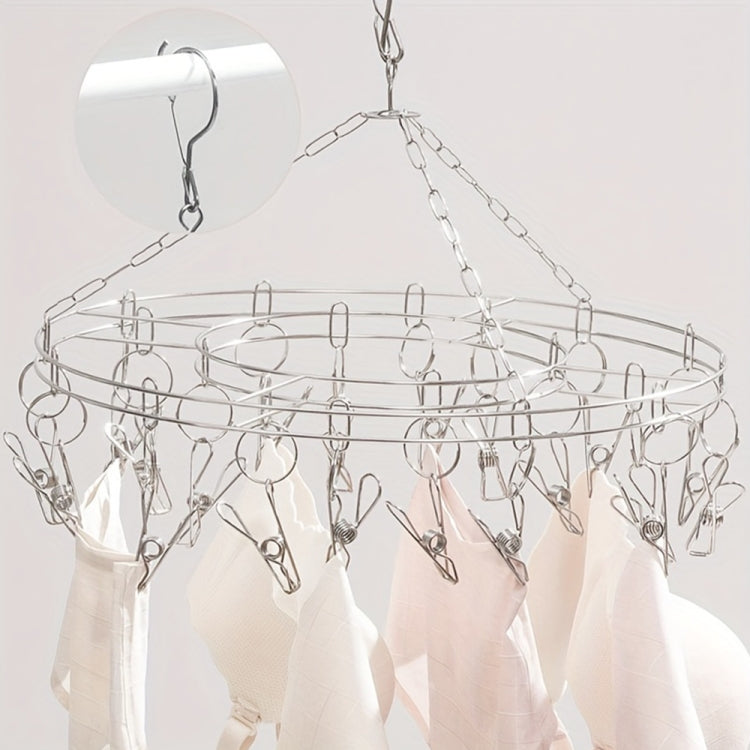 Round Stainless Steel Clothes Clip Hanger with 20 Clips - Shelf & Hooks by PMC TechLife | Online Shopping South Africa | PMC TechLife | Buy Now Pay Later Mobicred