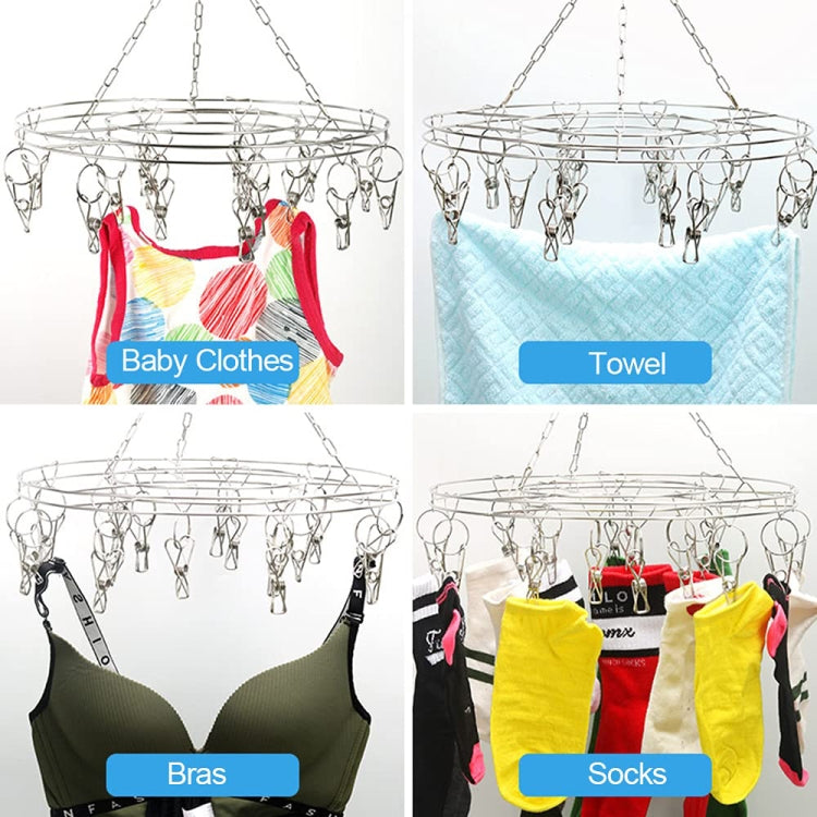 Round Stainless Steel Clothes Clip Hanger with 20 Clips - Shelf & Hooks by PMC TechLife | Online Shopping South Africa | PMC TechLife | Buy Now Pay Later Mobicred
