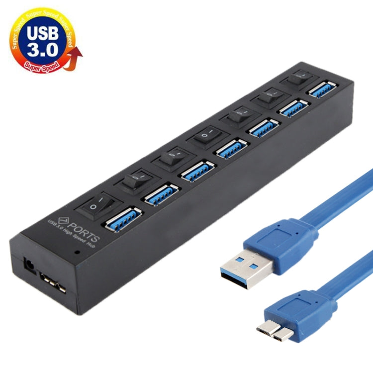 7 Ports USB 3.0 HUB, Super Speed 5Gbps, Plug and Play, Support 1TB(Black) - free shipping - PMC Jewellery - Order now!