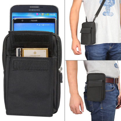 6.4 inch and Below Universal Polyester Men Vertical Style Case Shoulder Carrying Bag with Belt Hole & Climbing Buckle, For iPhone, Samsung, Sony, Huawei, Meizu, Lenovo, ASUS, Oneplus, Xiaomi, Cubot, Ulefone, Letv, DOOGEE, Vkworld, and other (Black) - More iPhone Cases by PMC Jewellery | Online Shopping South Africa | PMC Jewellery | Buy Now Pay Later Mobicred