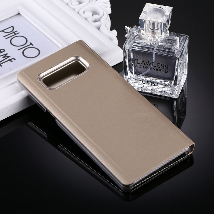 For Galaxy Note 8 Electroplating Mirror Horizontal Flip Leather Case with Sleep / Wake-up & Holder Function(Gold) - Galaxy Phone Cases by PMC TechLife | Online Shopping South Africa | PMC TechLife