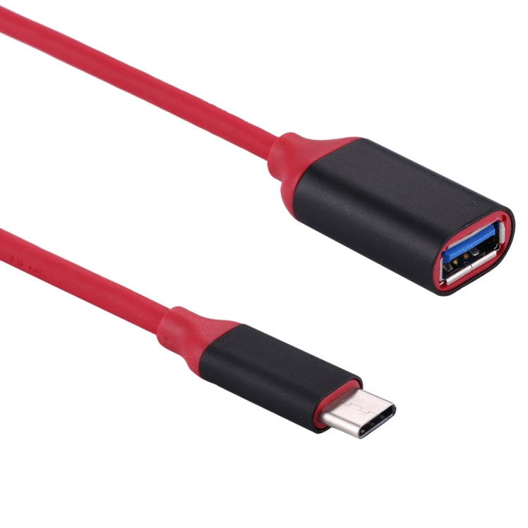 15cm Aluminum Alloy Head USB-C / Type-C 3.1 Male to USB 3.0 Female OTG Converter Adapter Cable(Red) - OTG Adapter by PMC Jewellery | Online Shopping South Africa | PMC Jewellery | Buy Now Pay Later Mobicred