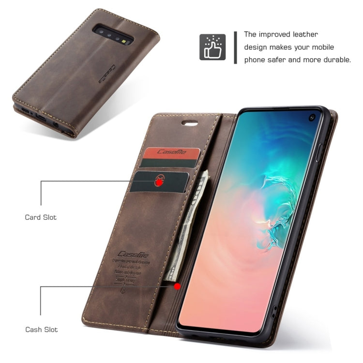 CaseMe-013 Multifunctional Retro Frosted Horizontal Flip Leather Case for Galaxy S10, with Card Slot & Holder & Wallet (Coffee) - Galaxy Phone Cases by CaseMe | Online Shopping South Africa | PMC Jewellery | Buy Now Pay Later Mobicred