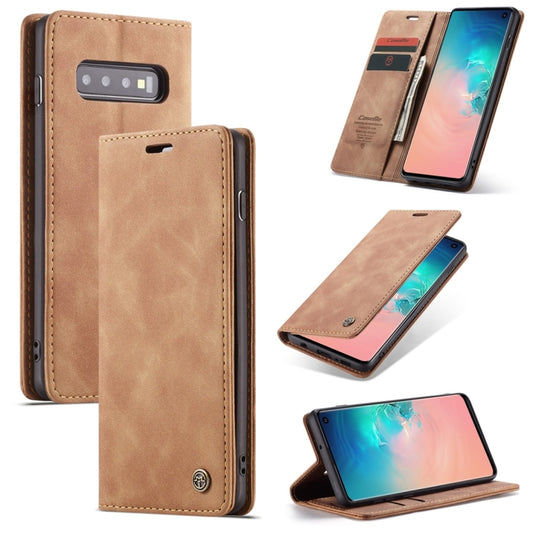 CaseMe-013 Multifunctional Retro Frosted Horizontal Flip Leather Case for Galaxy S10, with Card Slot & Holder & Wallet (Brown) - Galaxy Phone Cases by CaseMe | Online Shopping South Africa | PMC Jewellery | Buy Now Pay Later Mobicred