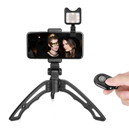 APEXEL Portable Handheld Lazy Live Broadcast Desktop Folding Universal Bluetooth Tripod Phone Holder with Flashlight - Stand by APEXEL | Online Shopping South Africa | PMC Jewellery | Buy Now Pay Later Mobicred