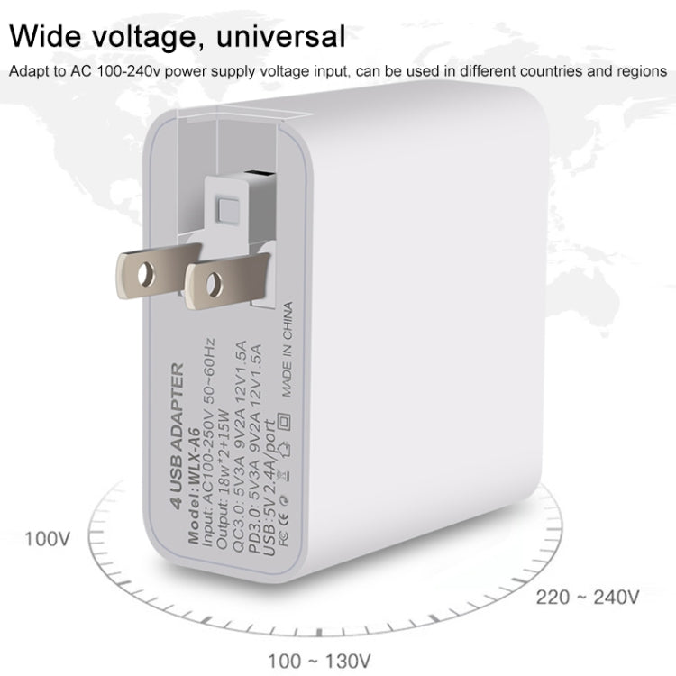 WLX-A6 4 Ports Quick Charging USB Travel Charger Power Adapter, UK Plug - USB Charger by PMC Jewellery | Online Shopping South Africa | PMC Jewellery | Buy Now Pay Later Mobicred