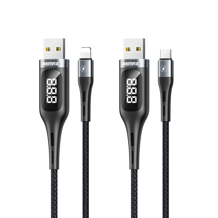 REMAX RC-096i Leader 1.2m 2.1 USB to 8 Pin Intelligent Digital Display Aluminum Alloy Braid Fast Charging Data Cable - Normal Style Cable by REMAX | Online Shopping South Africa | PMC Jewellery | Buy Now Pay Later Mobicred