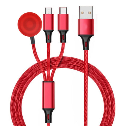 For iPhone / Apple Watch 3 In 1 8 Pin + Type-C / USB-C + Magnetic Charging Base Multi-function Charging Cable, Length: 1m(Red) - Multifunction Cable by PMC Jewellery | Online Shopping South Africa | PMC Jewellery | Buy Now Pay Later Mobicred