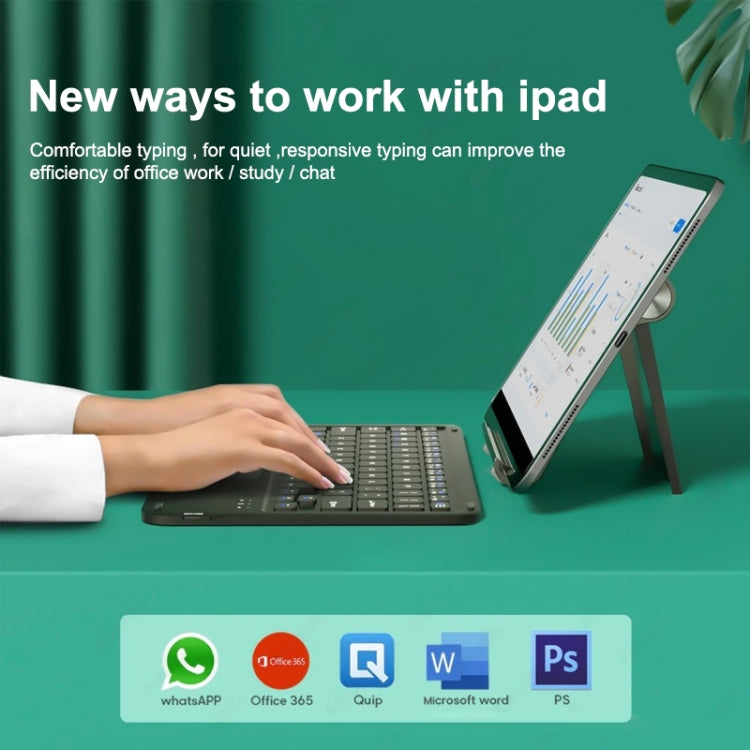 HB119B 10 inch Universal Tablet Wireless Bluetooth Keyboard with Touch Panel (White) - Universal Keyboard by PMC TechLife | Online Shopping South Africa | PMC TechLife