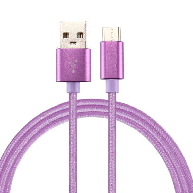 Knit Texture USB to USB-C / Type-C Data Sync Charging Cable, Cable Length: 1m, 3A Total Output, 2A Transfer Data(Purple) - USB-C & Type-C Cable by PMC Jewellery | Online Shopping South Africa | PMC Jewellery | Buy Now Pay Later Mobicred