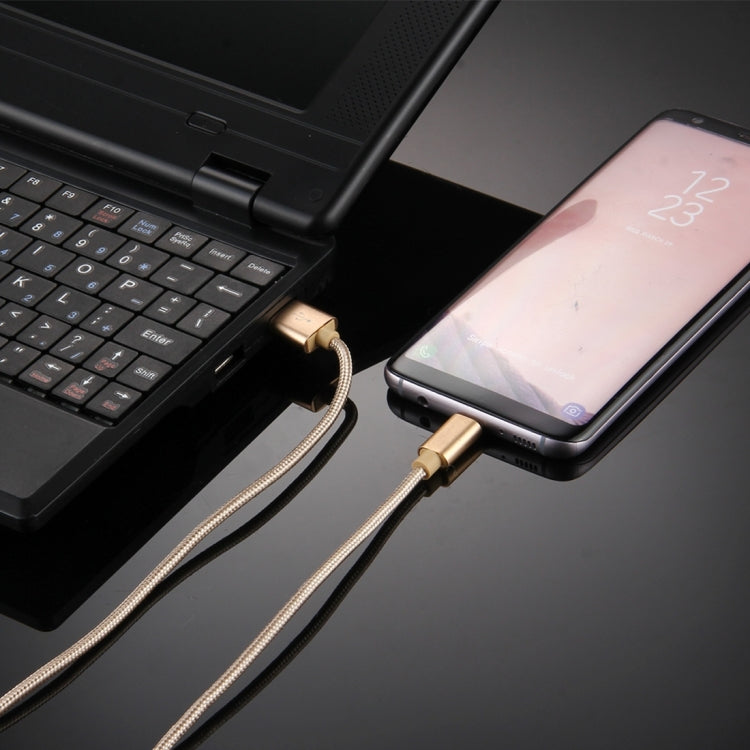 Knit Texture USB to USB-C / Type-C Data Sync Charging Cable, Cable Length: 2m, 3A Output(Gold) - USB-C & Type-C Cable by PMC TechLife | Online Shopping South Africa | PMC TechLife | Buy Now Pay Later Mobicred
