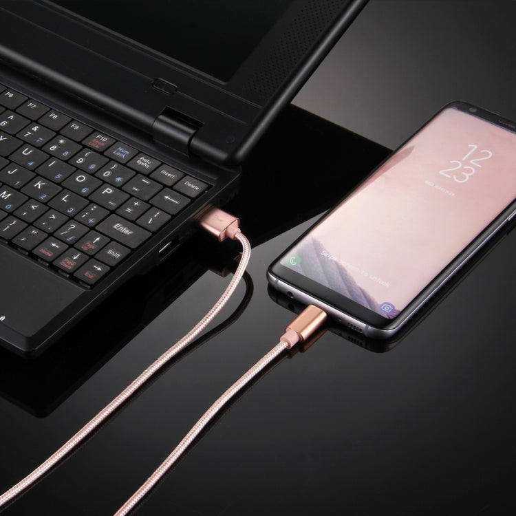 Knit Texture USB to USB-C / Type-C Data Sync Charging Cable, Cable Length: 2m, 3A Output(Rose Gold) - USB-C & Type-C Cable by PMC Jewellery | Online Shopping South Africa | PMC Jewellery | Buy Now Pay Later Mobicred